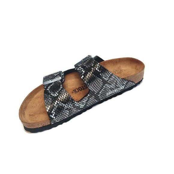 Birkenstock Arizona Sandals Mens 5 - 5.5 Womens 7 - 7.5 Black Python Narrow - Picture 4 of 9